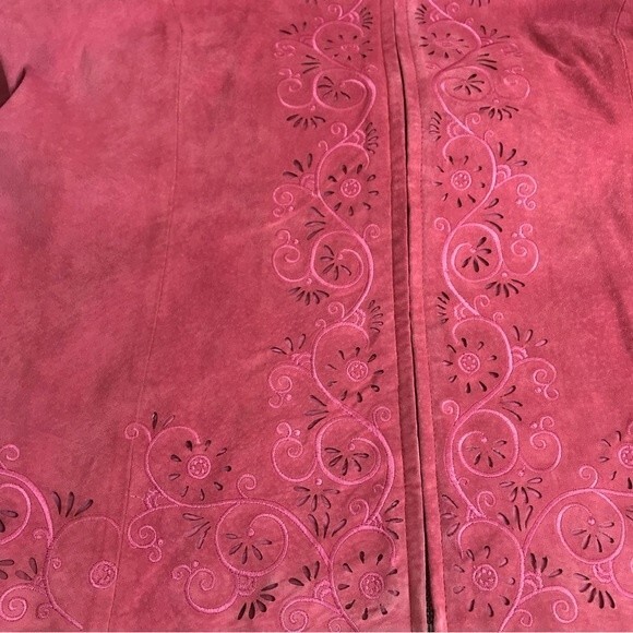 Drapers and Damons Laser Cut Suede Dusty Pink Mauve Full Zip Jacket Women Large - Picture 13 of 14